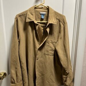 Casual Tan Button Down Shirt with Relaxed Fit